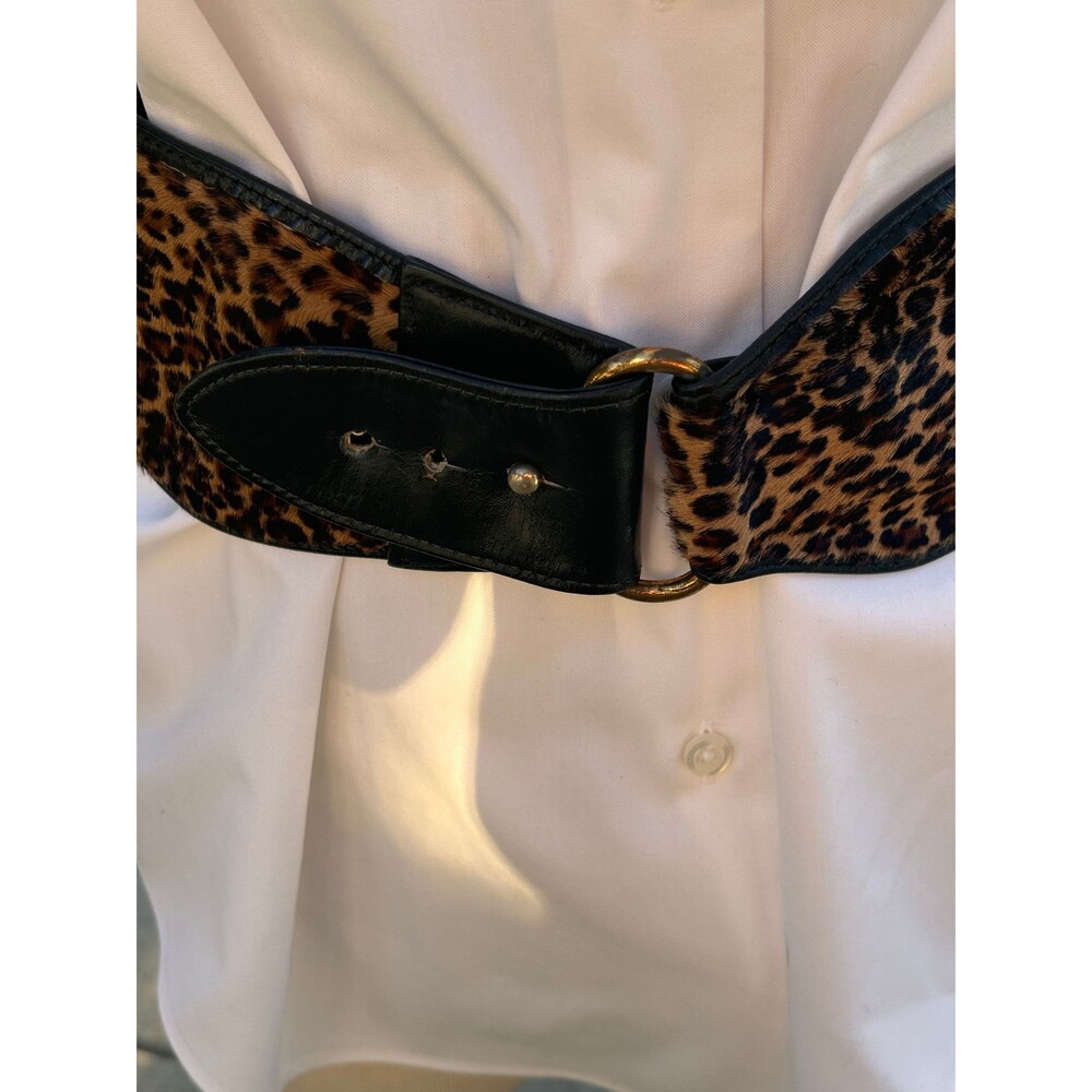 Vintage Morris Moskowitz Genuine Leather/Fur (Cheetah Print) belt, size Small
